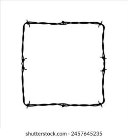 Barbed wire frame silhouette isolated on white background. Wire frame icon vector illustration.