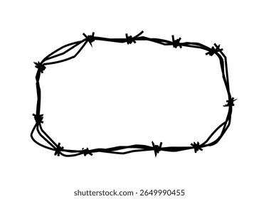 vetor de arame farpado com um desenho à mão áspero. para bordas nervosas, motivos de tatuagem, gráficos punk ou elementos de design rebeldes.