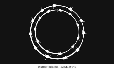 Stacheldraht-Handzeichen. Rahmenkreis aus Stacheldraht. Kein Symbol der Freiheit. Vektorgrafik.