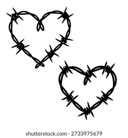 Barbed Wire Heart Shapes Symbolizing Painful Love and Protection