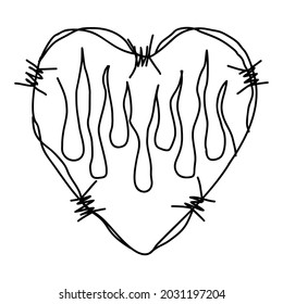 Barbed Wire Heart Streetwear Design Black and White Color Commercial Use
