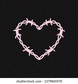 Barbed wire heart. Vector illustration