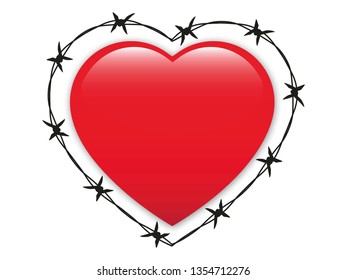 Barbed Wire Heart.Vector