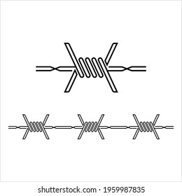 Barbed Wire Icon, Barb, Bobbed, Bob Wire, Fence Wire Icon, Vector Art Illustration