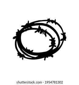 Barbed wire icon. Black contour linear ink silhouette. Vector simple flat graphic hand drawn illustration. The isolated object on a white background. Isolate.