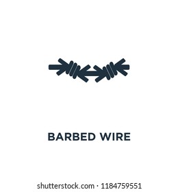 Barbed wire icon. Black filled vector illustration. Barbed wire symbol on white background. Can be used in web and mobile.
