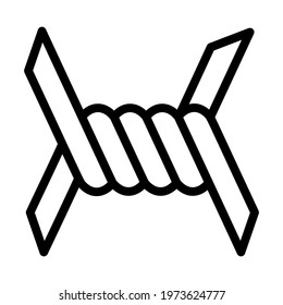 Icono de alambre de púas. Diseño de contorno negrita editable. Ilustración vectorial.