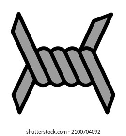 Barbed Wire Icon. Bearbeitbare, fette Rahmenlinie mit Farbfülldesign. Vektorgrafik.