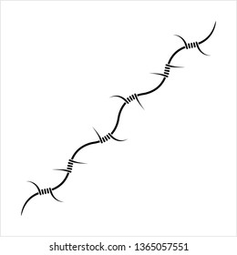 Barbed Wire Icon, Fence Wire Icon Vector Art Illustration