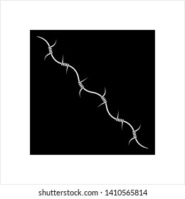 Barbed Wire Icon, Fence Wire Icon Vector Art Illustration