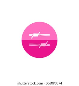 Barbed wire icon in flat color circle style. Protection danger sharp