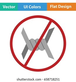 Barbed wire icon. Flat color design. Vector illustration.