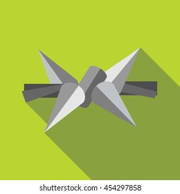 Barbed wire icon in flat style on a green background