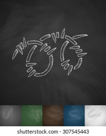 barbed wire icon. Hand drawn vector illustration. Chalkboard Design