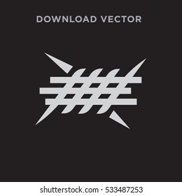 Barbed wire icon illustration isolated vector sign symbol on black background