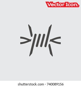 Barbed Wire icon isolated sign symbol and flat style for app, web and digital design. Vector illustration.