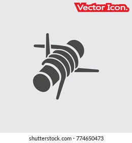 Barbed Wire icon isolated sign symbol and flat style for app, web and digital design. Vector illustration.