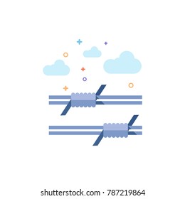 Barbed wire icon in outlined flat color style. Vector illustration.