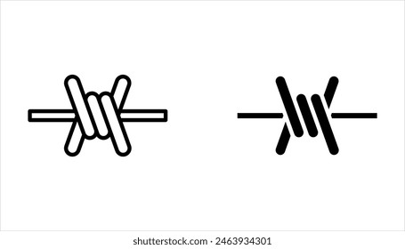 Conjunto de iconos de alambre de púas sobre fondo blanco