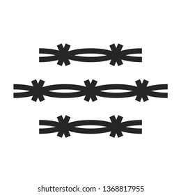 Barbed wire icon in thick outline style. Black and white monochrome vector illustration.