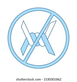 Barbed Wire Icon. Thin Line With Blue Fill Design. Vector Illustration.