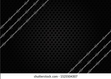 barbed wire with iron or metal background vector illustration eps.10