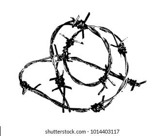 Barbed wire isolated on a white background. Vector.