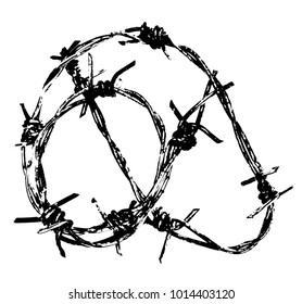 Barbed wire isolated on a white background. Vector.