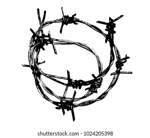 Barbed wire isolated on a white background. Vector.