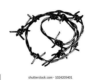 Barbed wire isolated on a white background. Vector.
