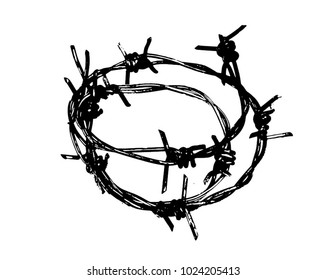Barbed wire isolated on a white background. Vector.