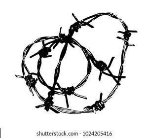 Barbed wire isolated on a white background. Vector.