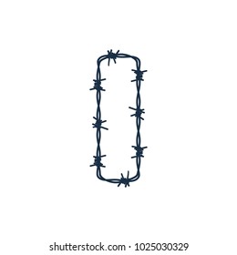 I Barbed Wire Letter Logo Icon Design