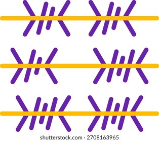 Design de ícone de vetor de duas cores de linha de arame farpado