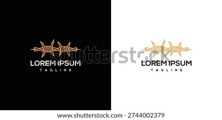 Barbed Wire Logo Design - Security Protection Restriction Symbol.