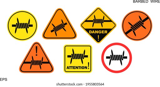 Barbed wire logo. Isolated barbed wire on white background