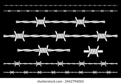 Logo de alambre de púas. Alambre de púas aislado sobre fondo blanco
