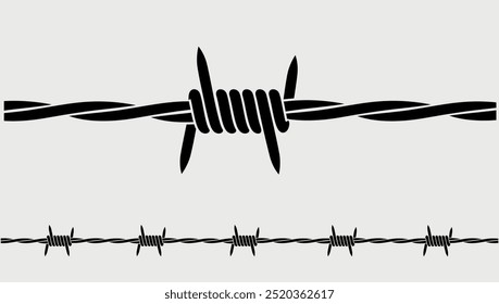 Stacheldraht-Logo. Isolierter Stacheldraht auf weißem Hintergrund