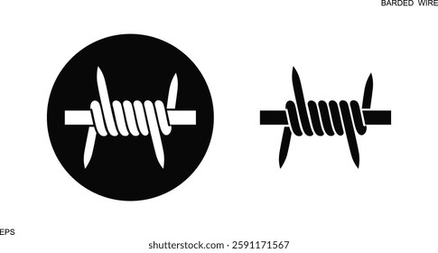 Barbed wire logo. Isolated barbed wire on white background