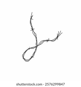 Barbed wire loop vector illustration, ideal for edgy and industrial designs isolated on white background 