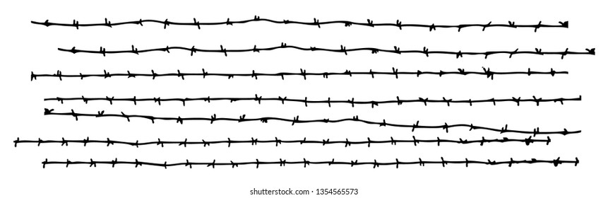 Barbed wire on a white background. Vector art.