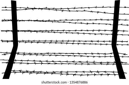 Barbed wire on a white background. Vector art.