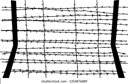 Barbed wire on a white background. Vector art.