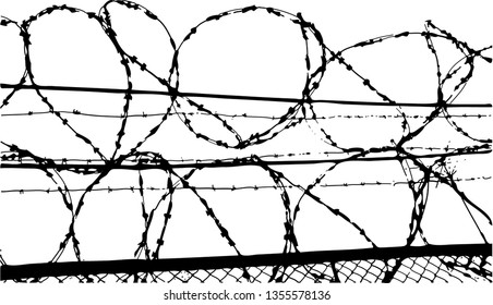 Barbed wire on a white background. Vector art.