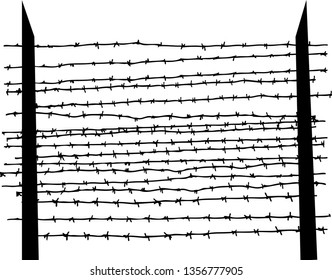 Barbed wire on a white background. Vector art.