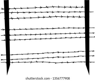 Barbed wire on a white background. Vector art.