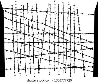 Barbed wire on a white background. Vector art.