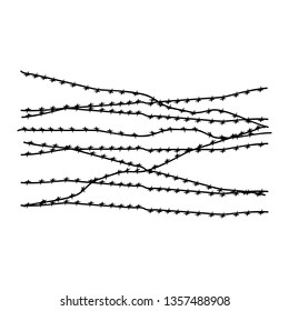 Barbed wire on a white background. Vector art.