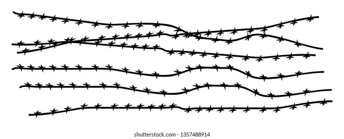 Barbed wire on a white background. Vector art.