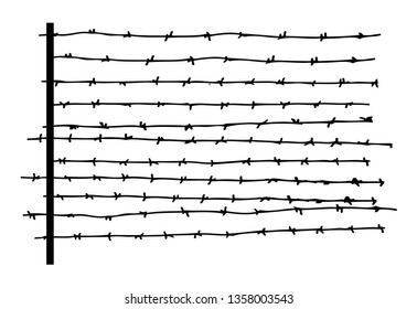 Barbed wire on a white background. Vector art.